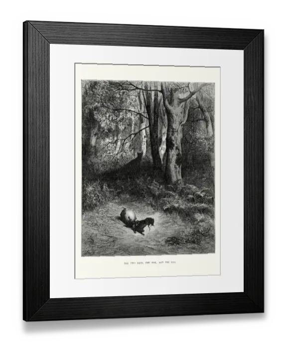 Framed Print : La Fontaines Fables - Two Rats Fox and the Egg Framed Print : La Fontaines Fables - Two Rats Fox and the Egg