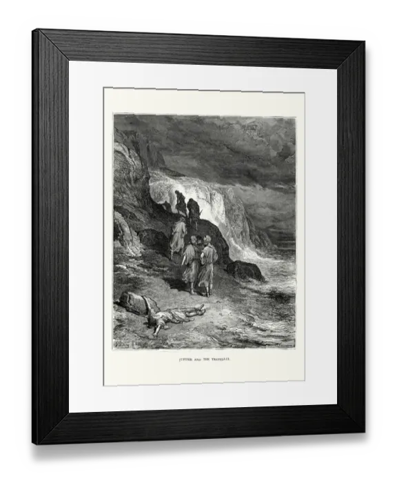 Framed Print : La Fontaines Fables - Jupiter and the Traveller Framed Print : La Fontaines Fables - Jupiter and the Traveller