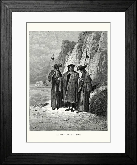 Framed Print : La Fontaines Fables - The Oyster and its Claimants