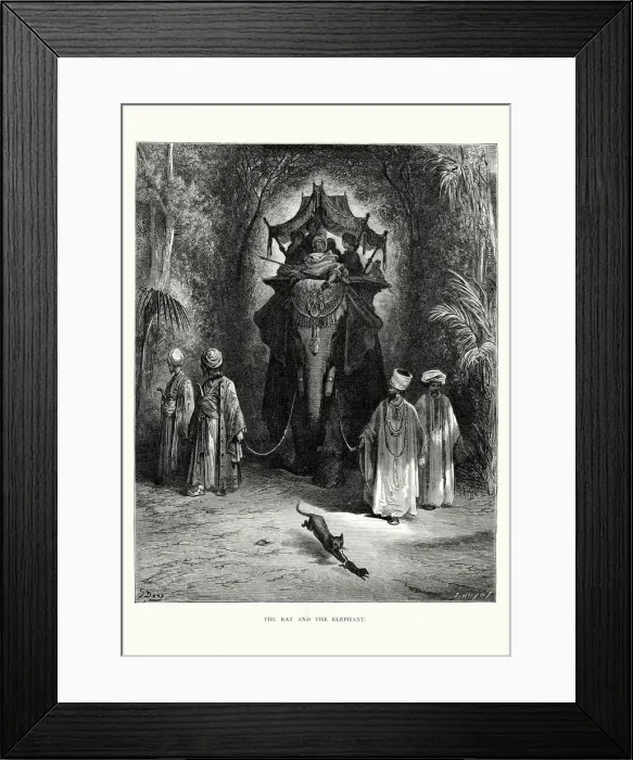Framed Print : La Fontaines Fables - Rat and the Elephant Framed Print : La Fontaines Fables - Rat and the Elephant
