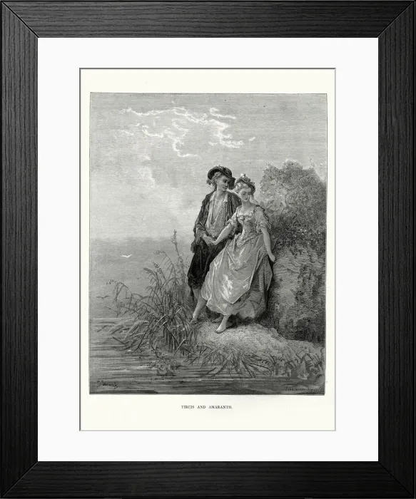 Framed Print : La Fontaines Fables - Tircis and Amaranth Framed Print : La Fontaines Fables - Tircis and Amaranth