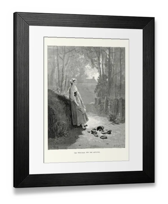 Framed Print : La Fontaines Fables - Milkmaid and the milk pail Framed Print : La Fontaines Fables - Milkmaid and the milk pail