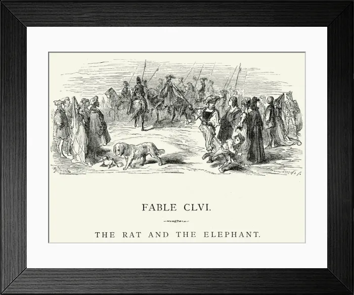 Framed Print : La Fontaines Fables - Rat and the Elephant Framed Print : La Fontaines Fables - Rat and the Elephant