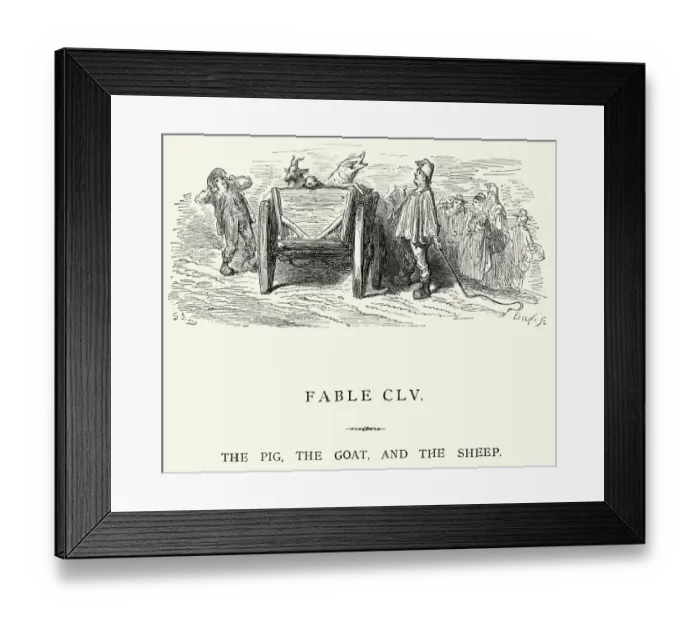 Framed Print : La Fontaines Fables - Pig Goat and the Sheep