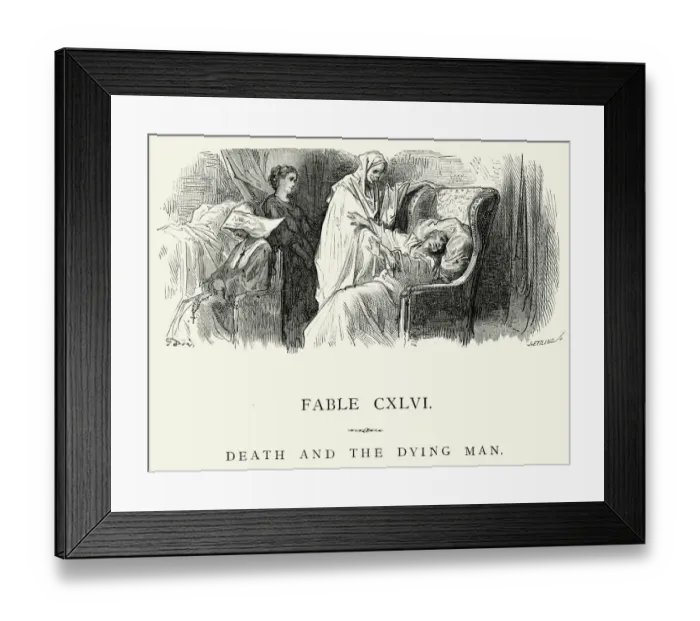 Framed Print : La Fontaines Fables - Death and the Dying Man Framed Print : La Fontaines Fables - Death and the Dying Man