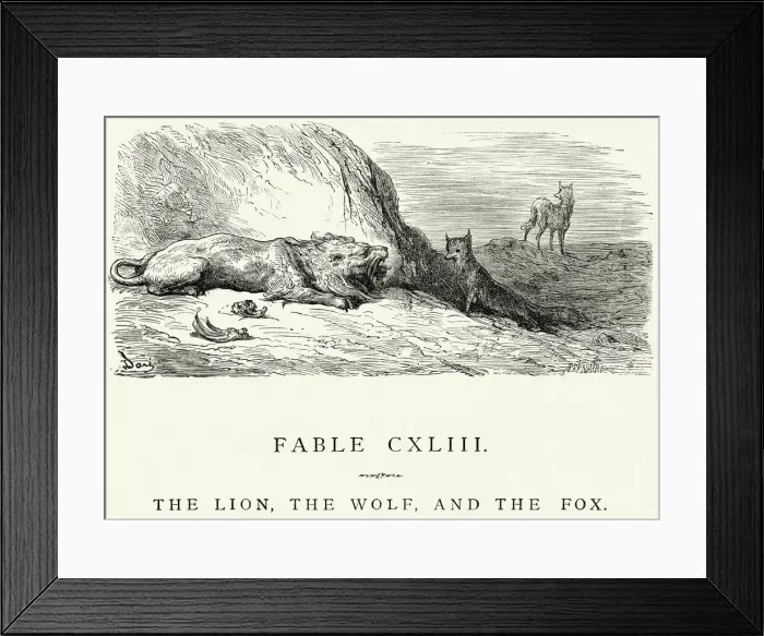 Framed Print : La Fontaines Fables - Lion Wolf and the Fox