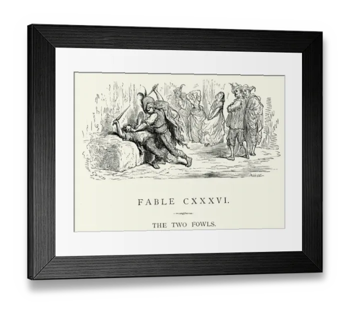 Framed Print : La Fontaines Fables - The Two Fowls