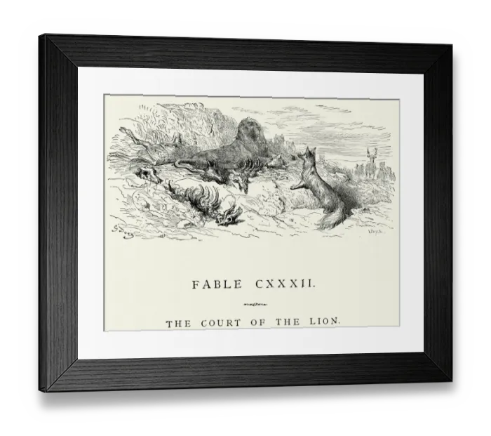 Framed Print : La Fontaines Fables - Court of the Lion