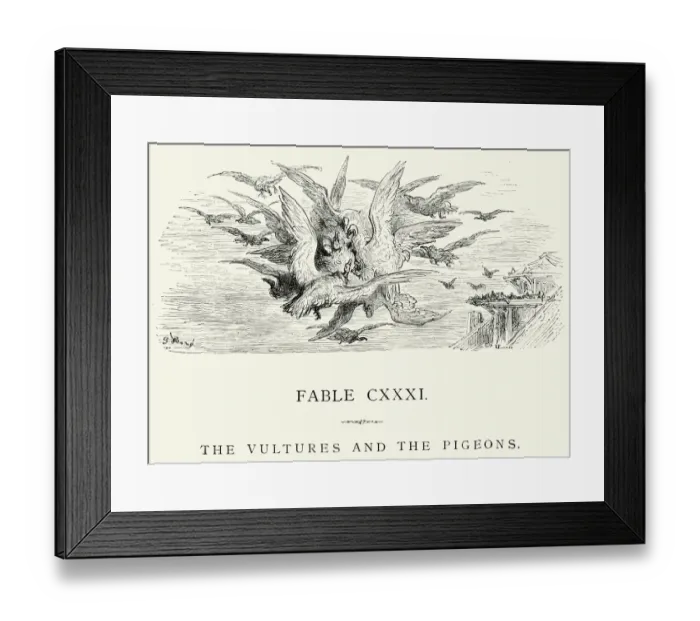 Framed Print : La Fontaines Fables - Vultures and the Pigeons