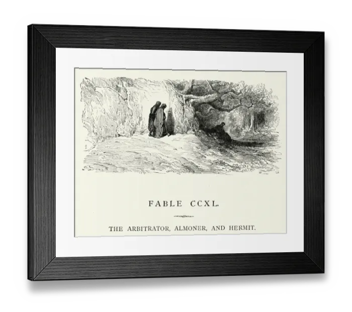 Framed Print : La Fontaines Fables - Arbitrator, Almoner and Hermit Framed Print : La Fontaines Fables - Arbitrator, Almoner and Hermit