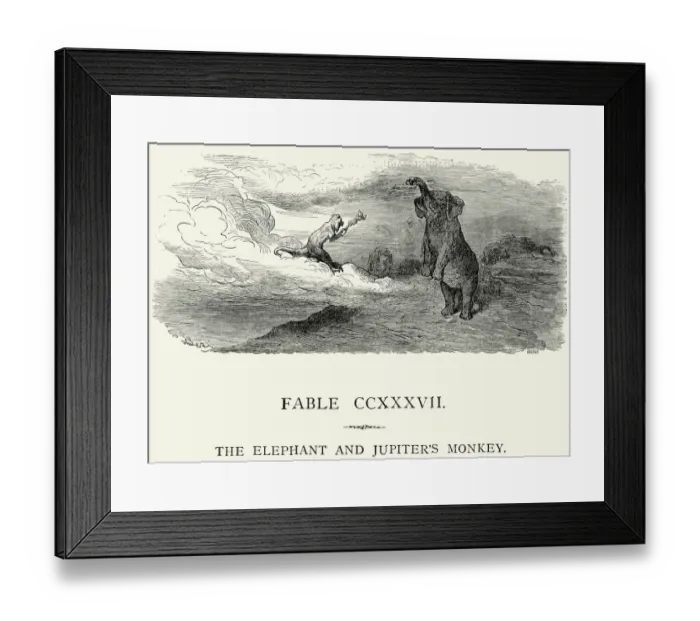 Framed Print : La Fontaines Fables - Elephant and Jupiters Monkey