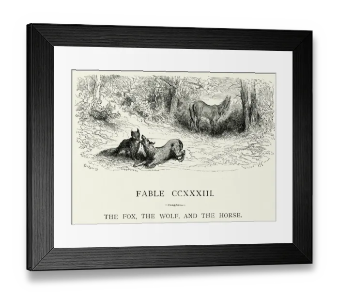 Framed Print : La Fontaines Fables - Fox Wolf and the Horse
