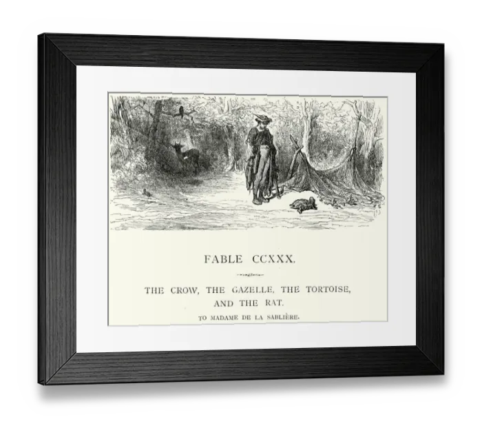 Framed Print : La Fontaines Fables - Crow and the Gazelle Framed Print : La Fontaines Fables - Crow and the Gazelle