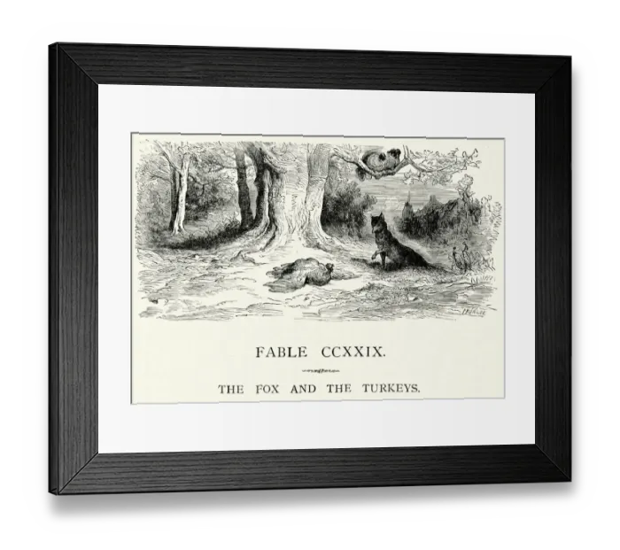 Framed Print : La Fontaines Fables - Fox and the Turkeys