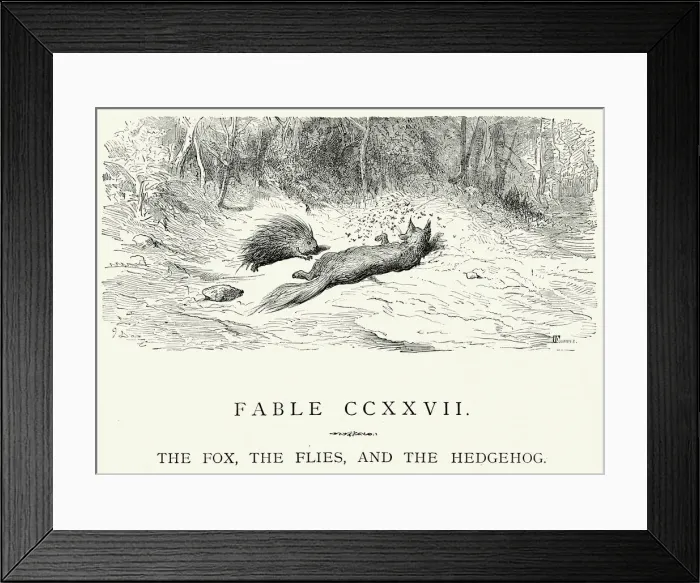 Framed Print : La Fontaines Fables - Fox Flies and the Hedgehog Framed Print : La Fontaines Fables - Fox Flies and the Hedgehog