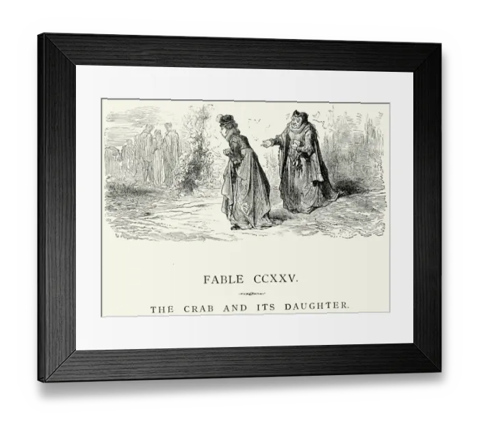 Framed Print : La Fontaines Fables - The Crab and its Daughter Framed Print : La Fontaines Fables - The Crab and its Daughter