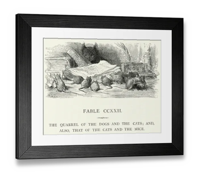 Framed Print : La Fontaines Fables - Quarrel of the Dogs and Cats Framed Print : La Fontaines Fables - Quarrel of the Dogs and Cats