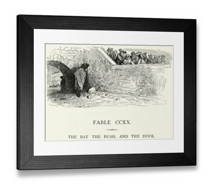 Framed Print : La Fontaines Fables - Bat Bush and the Duck Framed Print : La Fontaines Fables - Bat Bush and the Duck