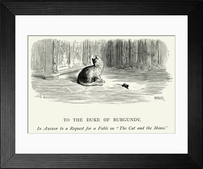 Framed Print : La Fontaines Fables - Cat and the Mouse