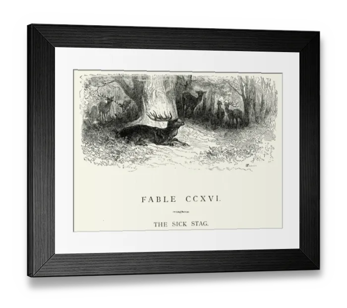 Framed Print : La Fontaines Fables - The Sick Stag Framed Print : La Fontaines Fables - The Sick Stag