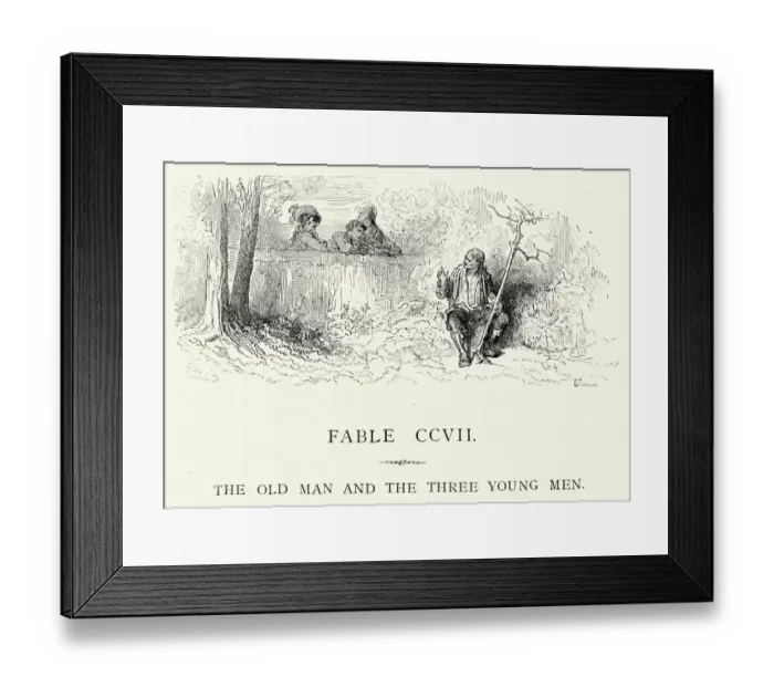 Framed Print : La Fontaines Fables - Old Man and the Young Men Framed Print : La Fontaines Fables - Old Man and the Young Men