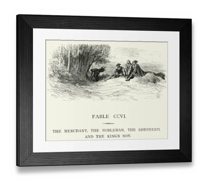 Framed Print : La Fontaines Fables - Merchant Nobleman Shepherd and the King s Framed Print : La Fontaines Fables - Merchant Nobleman Shepherd and the King s