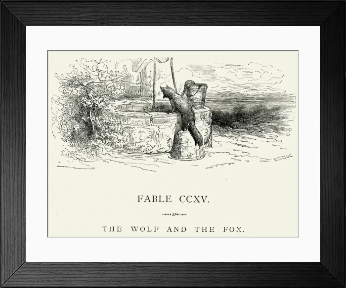 Framed Print : La Fontaines Fables - Wolf and the Fox Framed Print : La Fontaines Fables - Wolf and the Fox