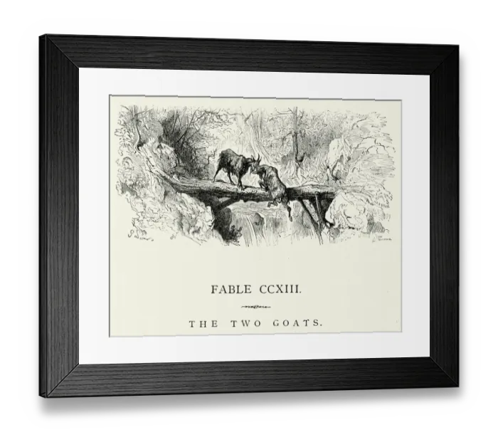 Framed Print : La Fontaines Fables - The Two Goats Framed Print : La Fontaines Fables - The Two Goats