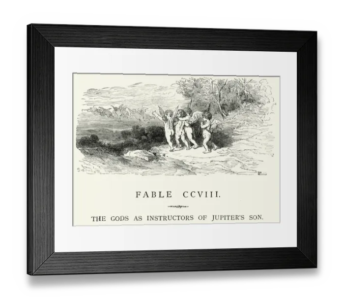 Framed Print : La Fontaines Fables - Gods as Instructors of Jupiters Son Framed Print : La Fontaines Fables - Gods as Instructors of Jupiters Son