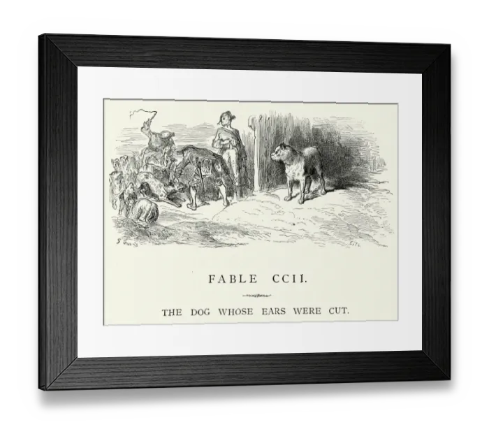 Framed Print : La Fontaines Fables - Dog whose ears were cut Framed Print : La Fontaines Fables - Dog whose ears were cut