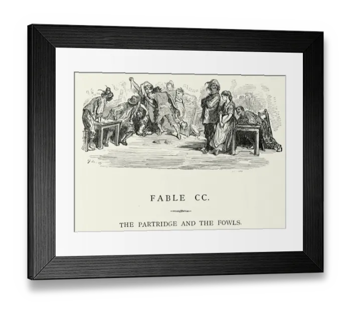 Framed Print : La Fontaines Fables - Partridge and the Fowls Framed Print : La Fontaines Fables - Partridge and the Fowls