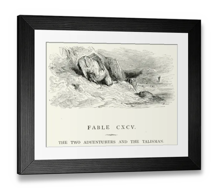 Framed Print : La Fontaines Fables - Two Adventurers and the Talisman