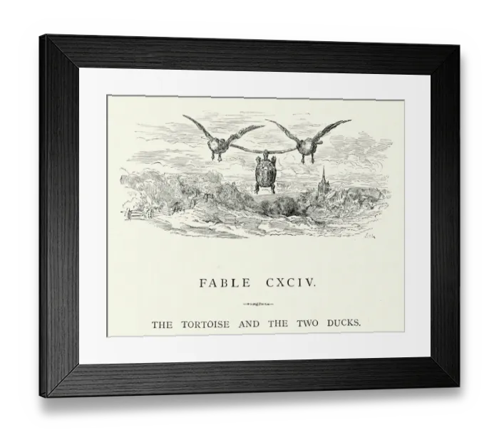 Framed Print : La Fontaines Fables - Tortoise and the two Ducks Framed Print : La Fontaines Fables - Tortoise and the two Ducks