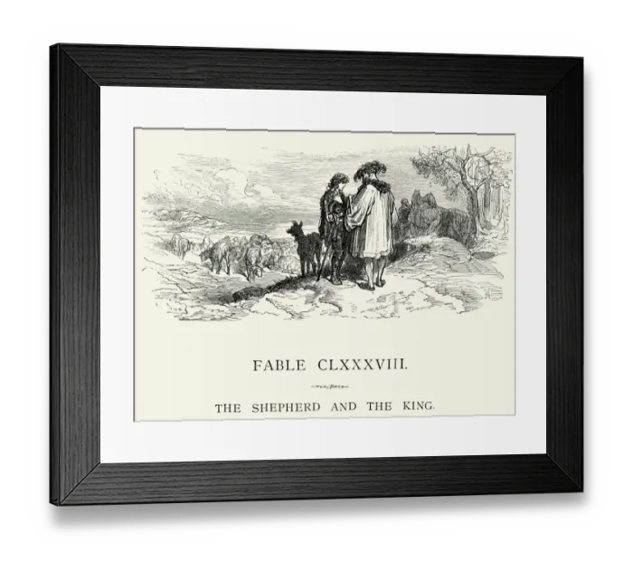 Framed Print : La Fontaines Fables - Shephard and the King Framed Print : La Fontaines Fables - Shephard and the King