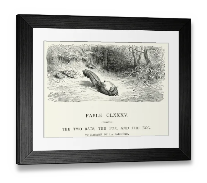 Framed Print : La Fontaines Fables - Two Rats, Fox and the Egg Framed Print : La Fontaines Fables - Two Rats, Fox and the Egg