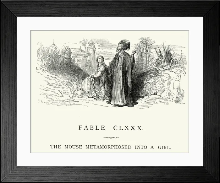 Framed Print : La Fontaines Fables - Mouse Metamorphosed into a Girl Framed Print : La Fontaines Fables - Mouse Metamorphosed into a Girl
