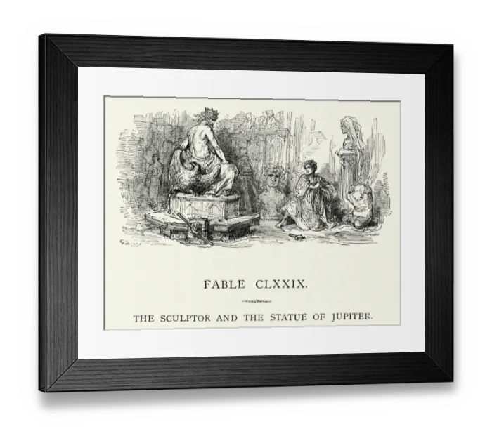 Framed Print : La Fontaines Fables - Sculptor and the Statue of Jupiter