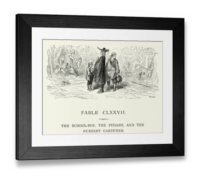 Framed Print : La Fontaines Fables - Schoolboy Pedant and the Nursery Gardener Framed Print : La Fontaines Fables - Schoolboy Pedant and the Nursery Gardener