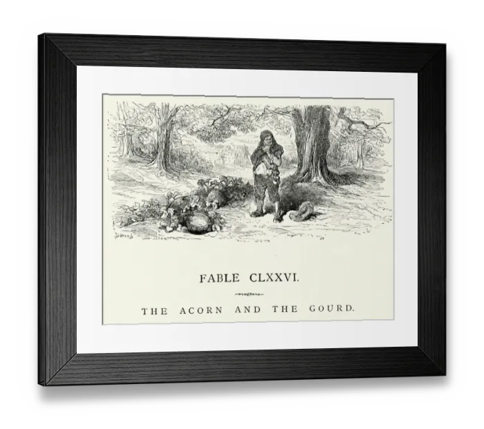 Framed Print : La Fontaines Fables - Acorn and the Gourd Framed Print : La Fontaines Fables - Acorn and the Gourd