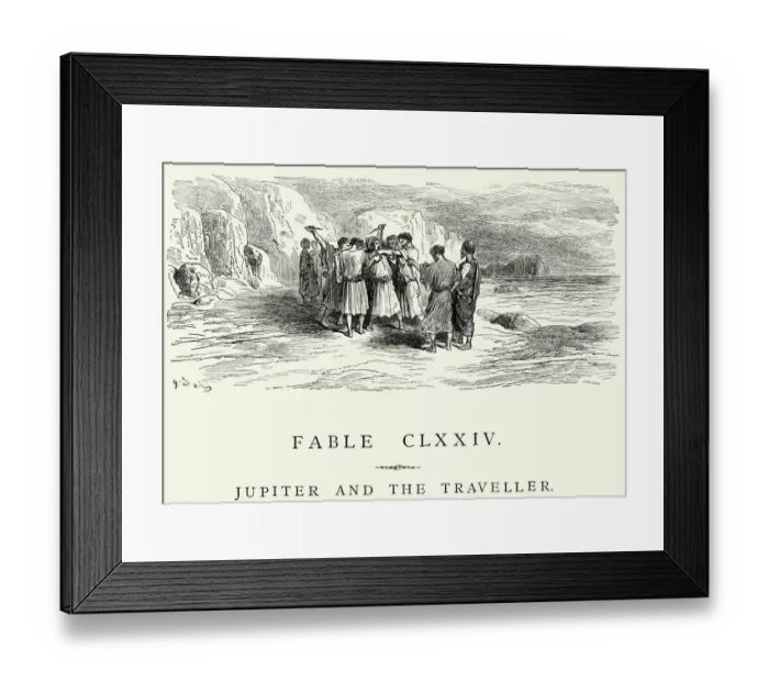 Framed Print : La Fontaines Fables - Jupiter and the Traveller Framed Print : La Fontaines Fables - Jupiter and the Traveller