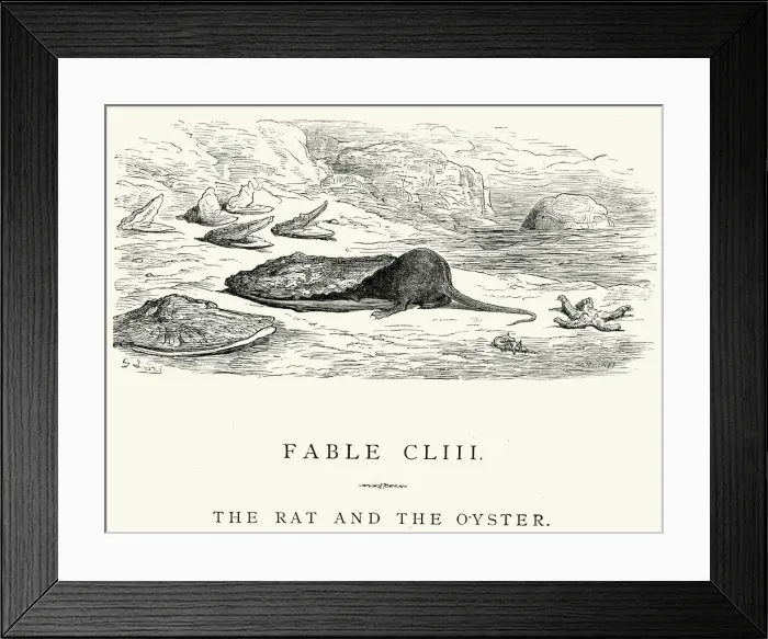 Framed Print : La Fontaines Fables - Rat and the Oyster Framed Print : La Fontaines Fables - Rat and the Oyster