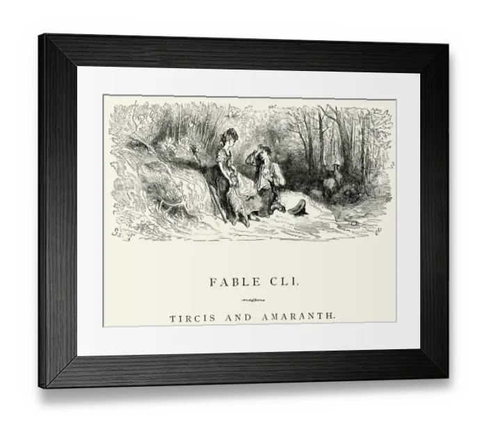 Framed Print : La Fontaines Fables - Tircis and Amaranth Framed Print : La Fontaines Fables - Tircis and Amaranth
