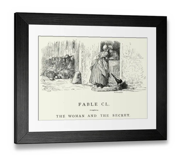 Framed Print : La Fontaines Fables - Woman and the Secret Framed Print : La Fontaines Fables - Woman and the Secret
