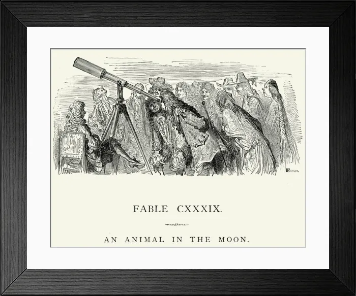 Framed Print : La Fontaines Fables - An Animal in the Moon Framed Print : La Fontaines Fables - An Animal in the Moon