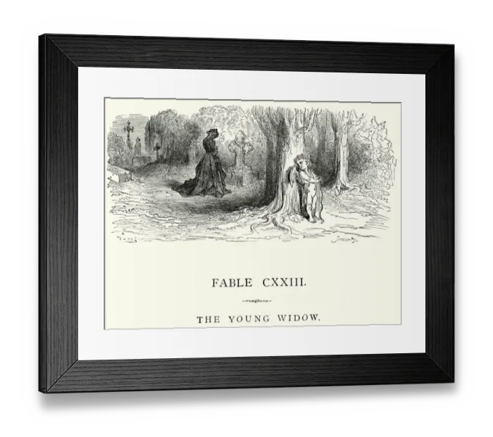 Framed Print : La Fontaines Fables - The Young Widow Framed Print : La Fontaines Fables - The Young Widow