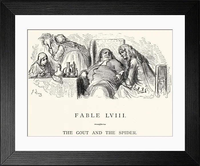 Framed Print : La Fontaines Fables - Gout and the Spider
