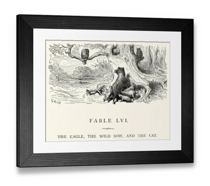Framed Print : La Fontaines Fables - Eagle Wild Sow and Cat Framed Print : La Fontaines Fables - Eagle Wild Sow and Cat