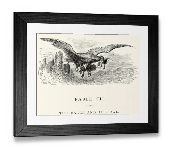 Framed Print : La Fontaines Fables - Eagle and the Owl Framed Print : La Fontaines Fables - Eagle and the Owl