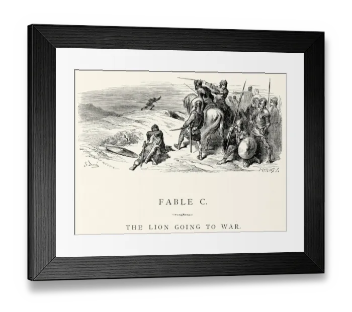 Framed Print : La Fontaines Fables - The Lion going to War Framed Print : La Fontaines Fables - The Lion going to War