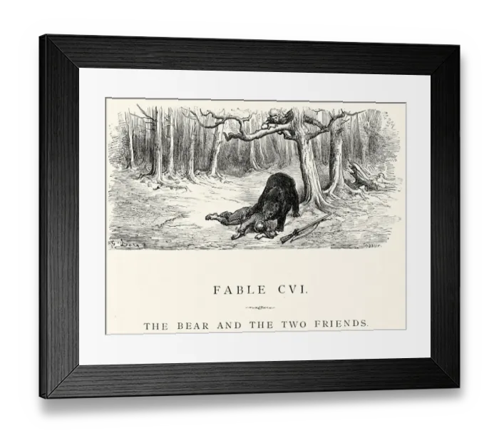 Framed Print : La Fontaines Fables - The Bear and Two Friends Framed Print : La Fontaines Fables - The Bear and Two Friends